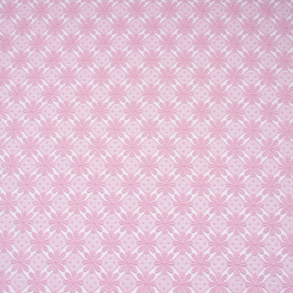 Candy Floss Pink Geometric Guipure Lace