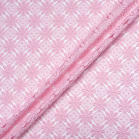 Candy Floss Pink Geometric Guipure Lace
