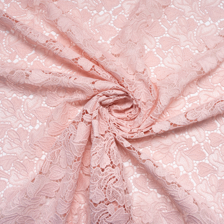 Baby Pink Floral Geometric Guipure Lace