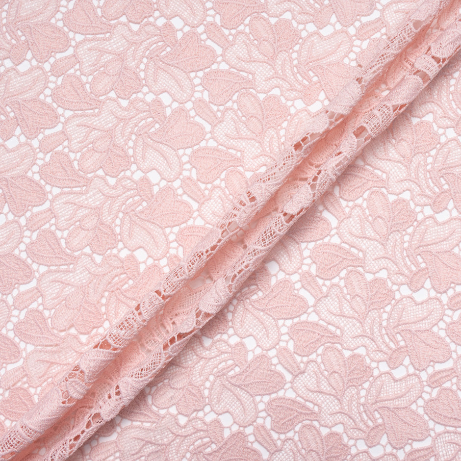 Baby Pink Floral Geometric Guipure Lace