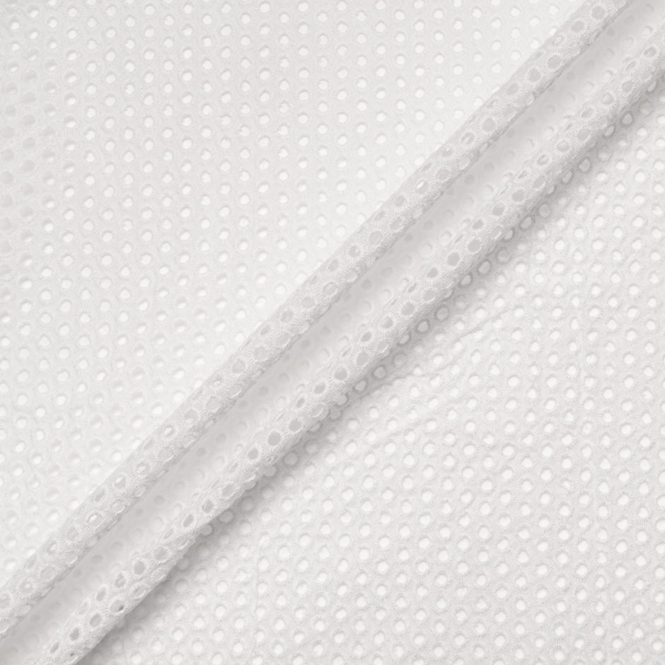 White Open Work Spot Embroidered Cotton