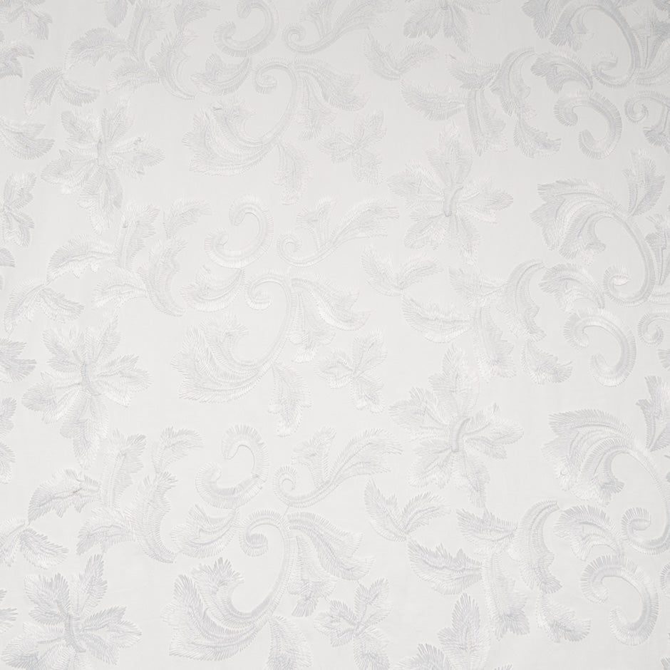 Floral Embroidered White Cotton
