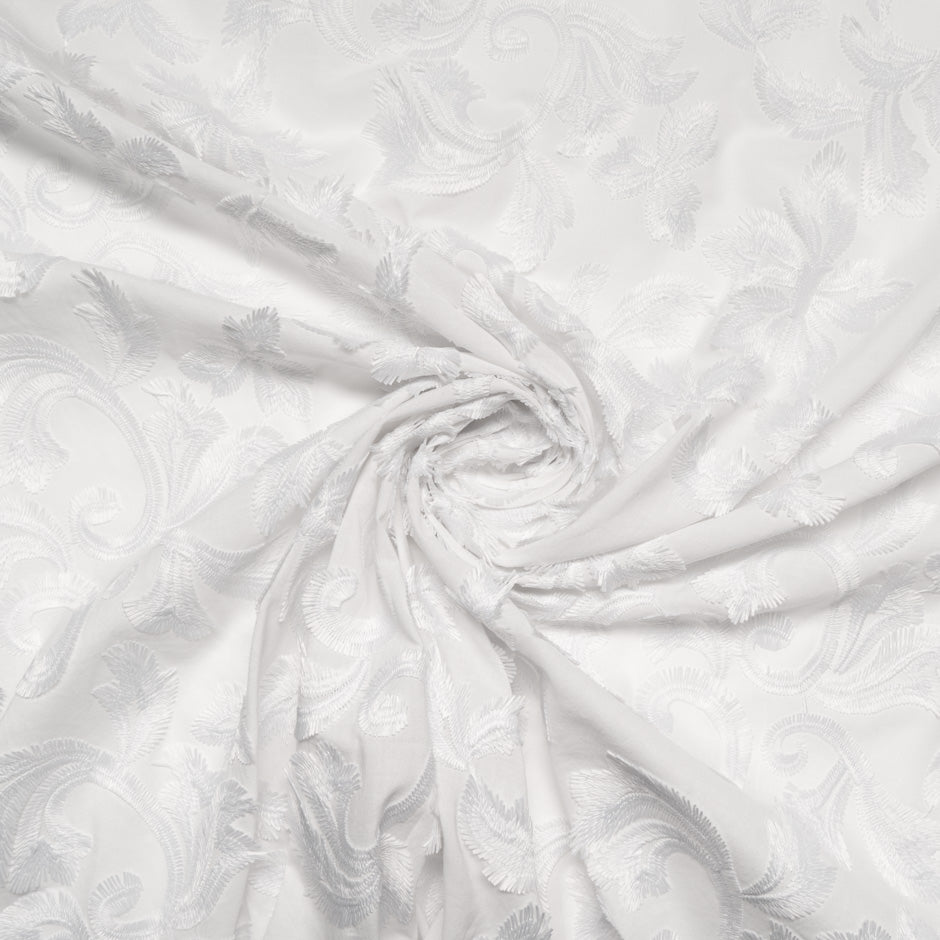 Floral Embroidered White Cotton