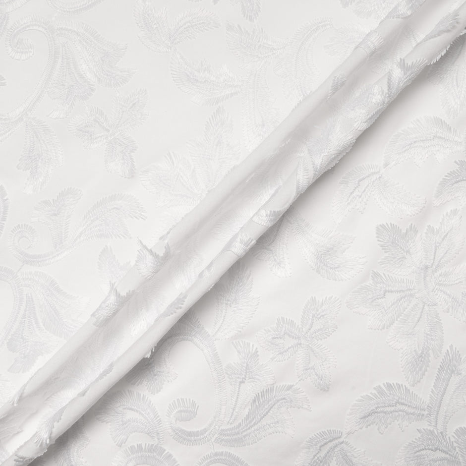 Floral Embroidered White Cotton