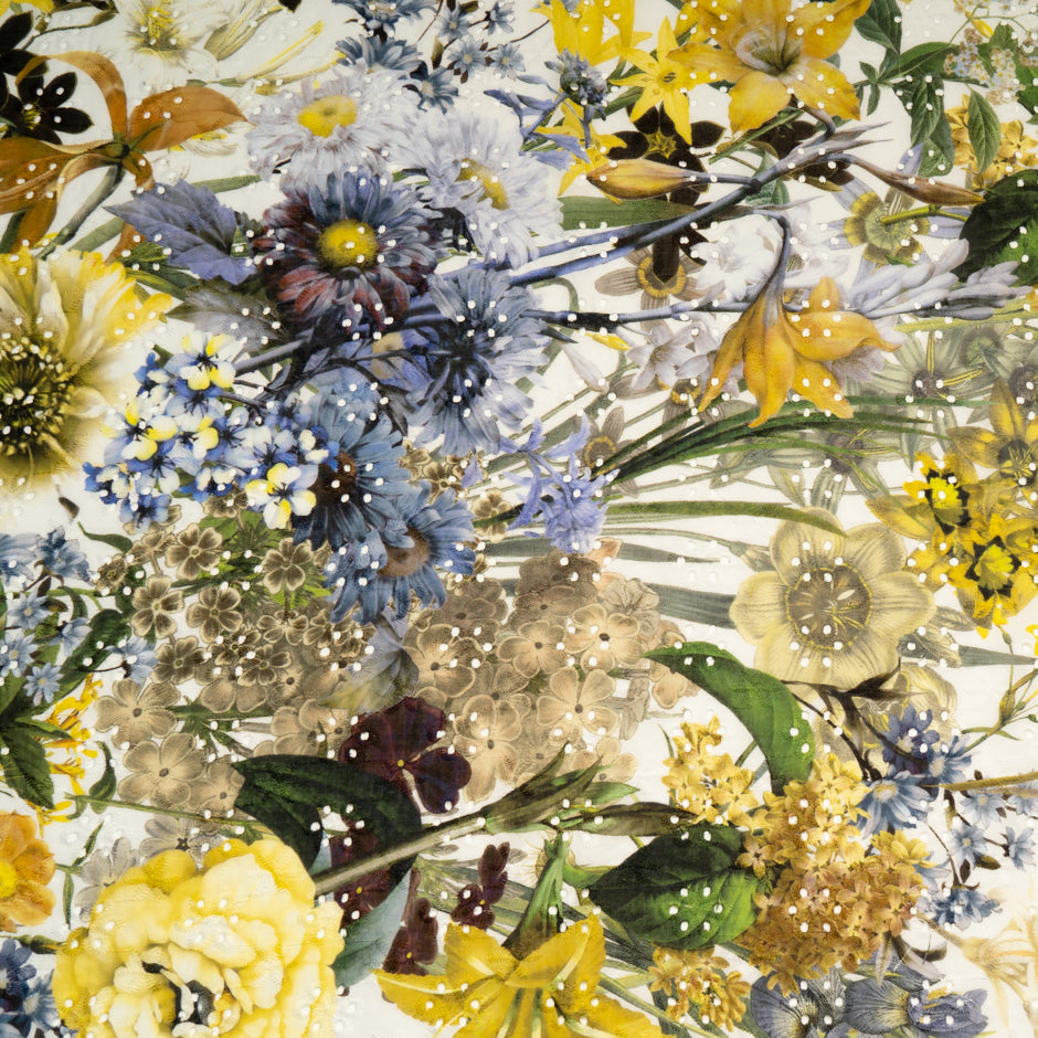 Bold Floral Printed Embroidered Cotton