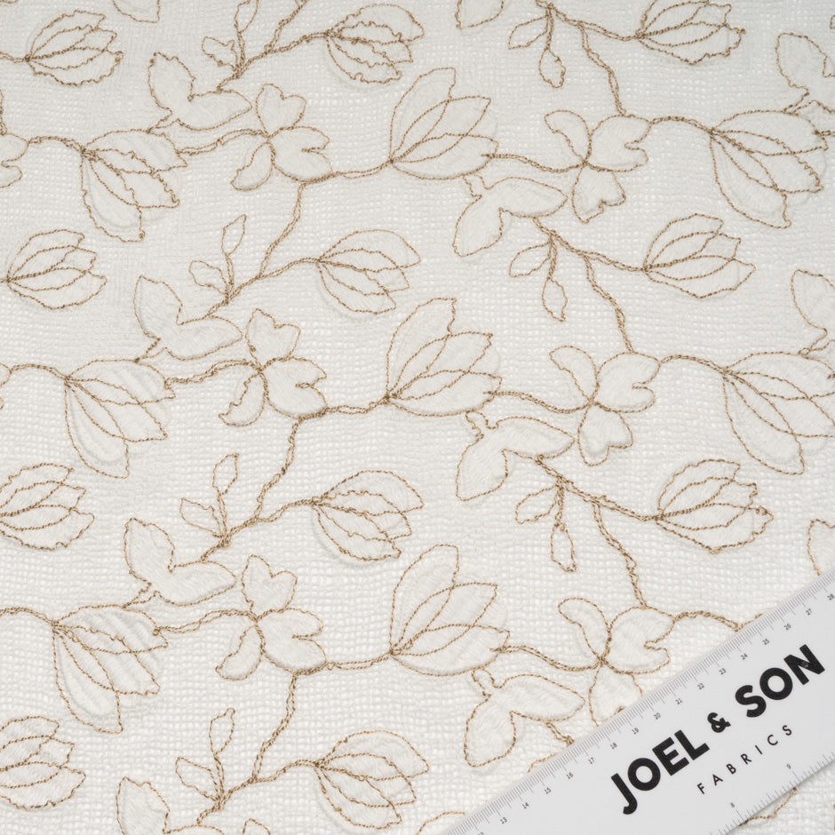 Beige Floral Ivory Open Weave