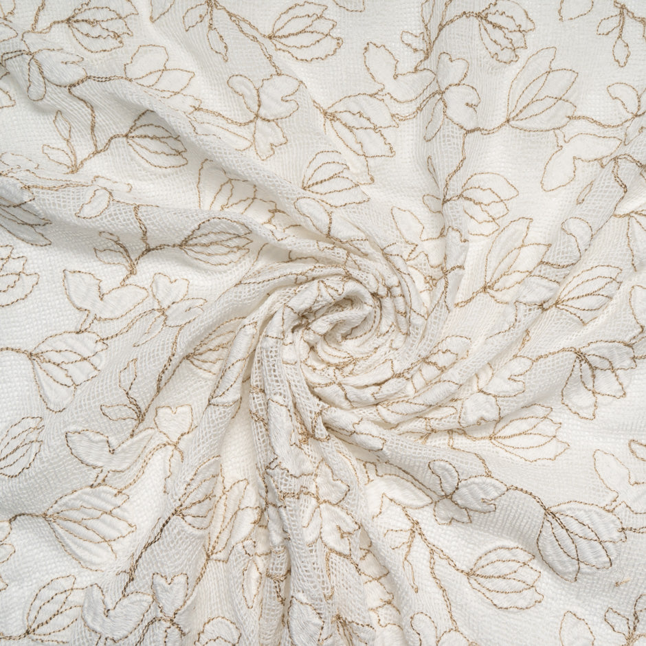 Beige Floral Ivory Open Weave