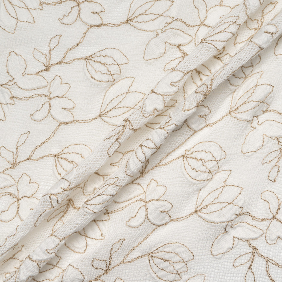 Beige Floral Ivory Open Weave