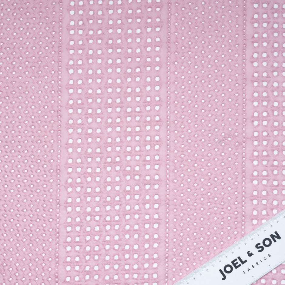 Baby Pink Geometric Cotton Embroidery