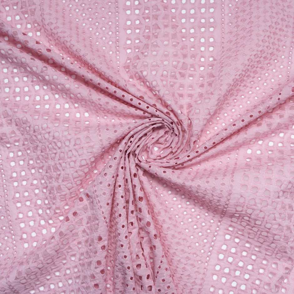 Baby Pink Geometric Cotton Embroidery