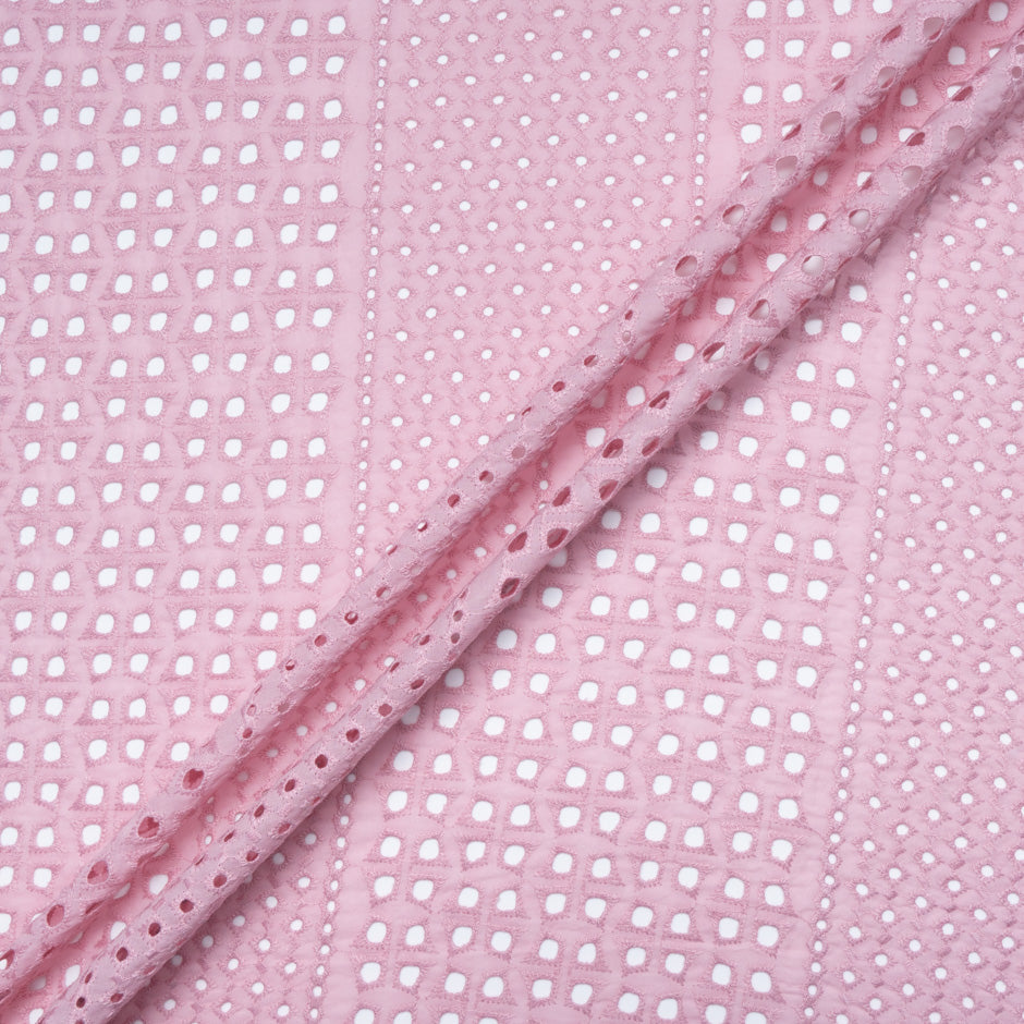 Baby Pink Geometric Cotton Embroidery