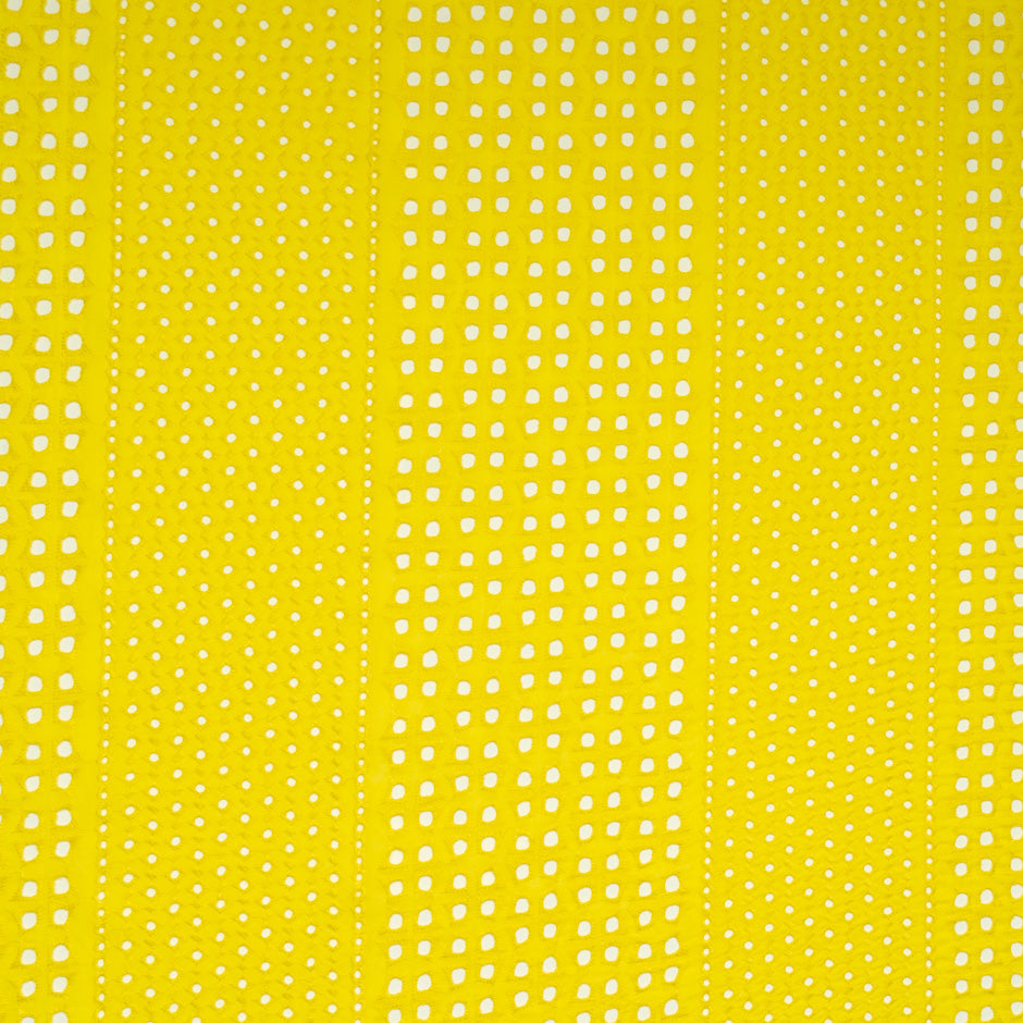 Canary Yellow Geometric Cotton Embroidery