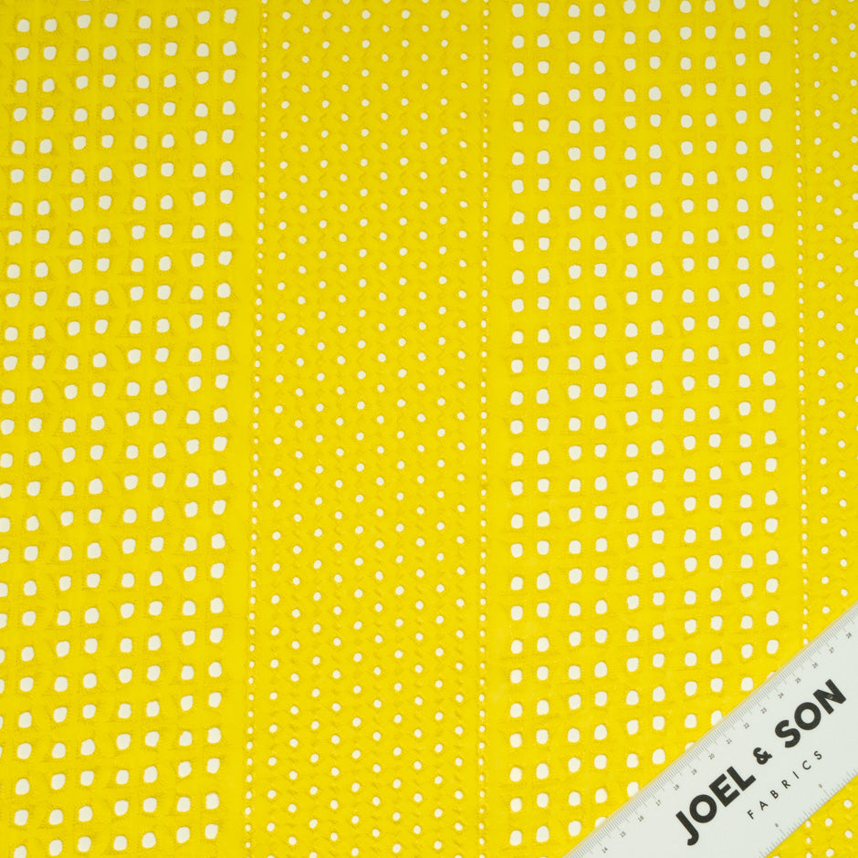 Canary Yellow Geometric Cotton Embroidery