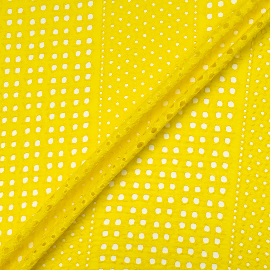 Canary Yellow Geometric Cotton Embroidery
