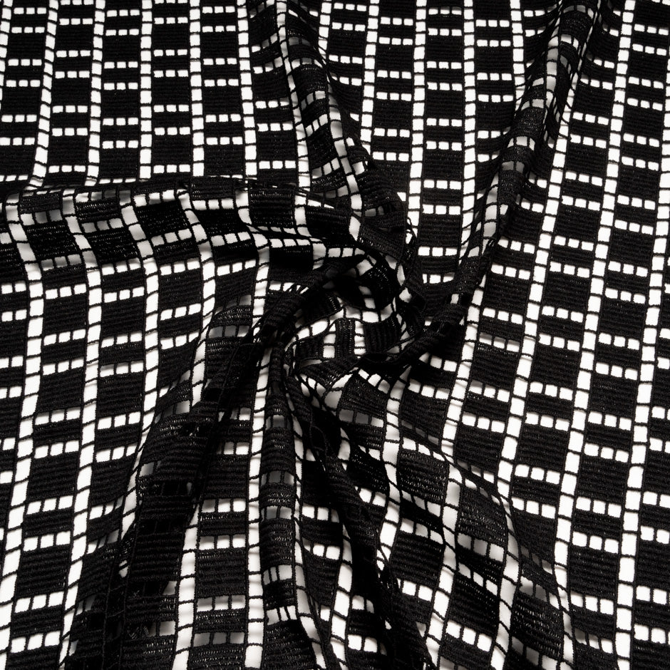 Jet Black Geometric Guipure Lace