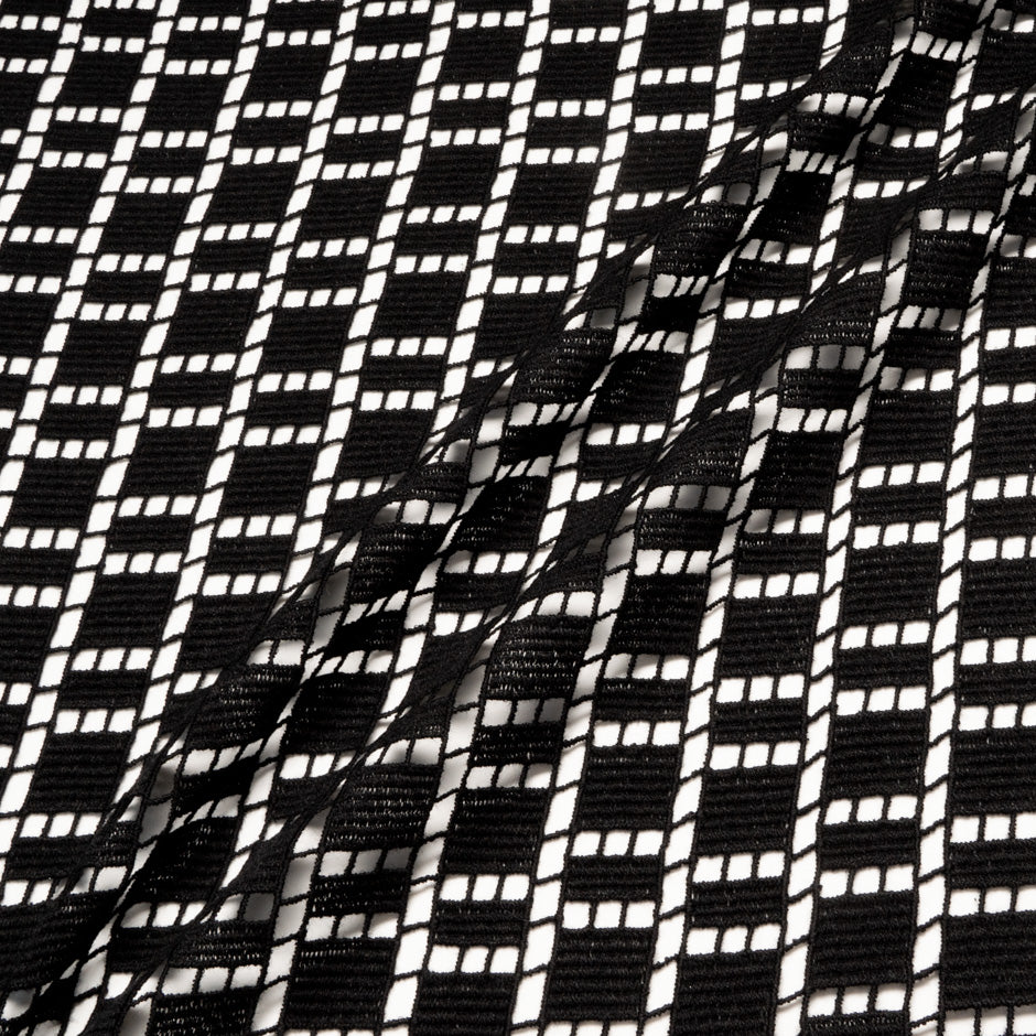 Jet Black Geometric Guipure Lace