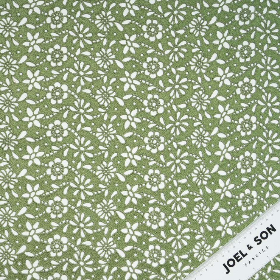 Khaki Green Floral Guipure Lace