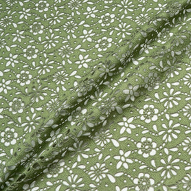 Khaki Green Floral Guipure Lace