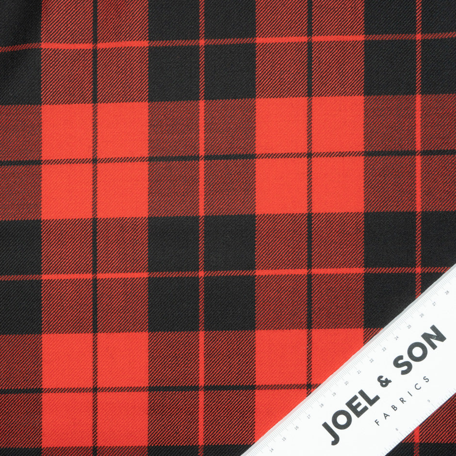 Red & Black Pure Wool Tartan