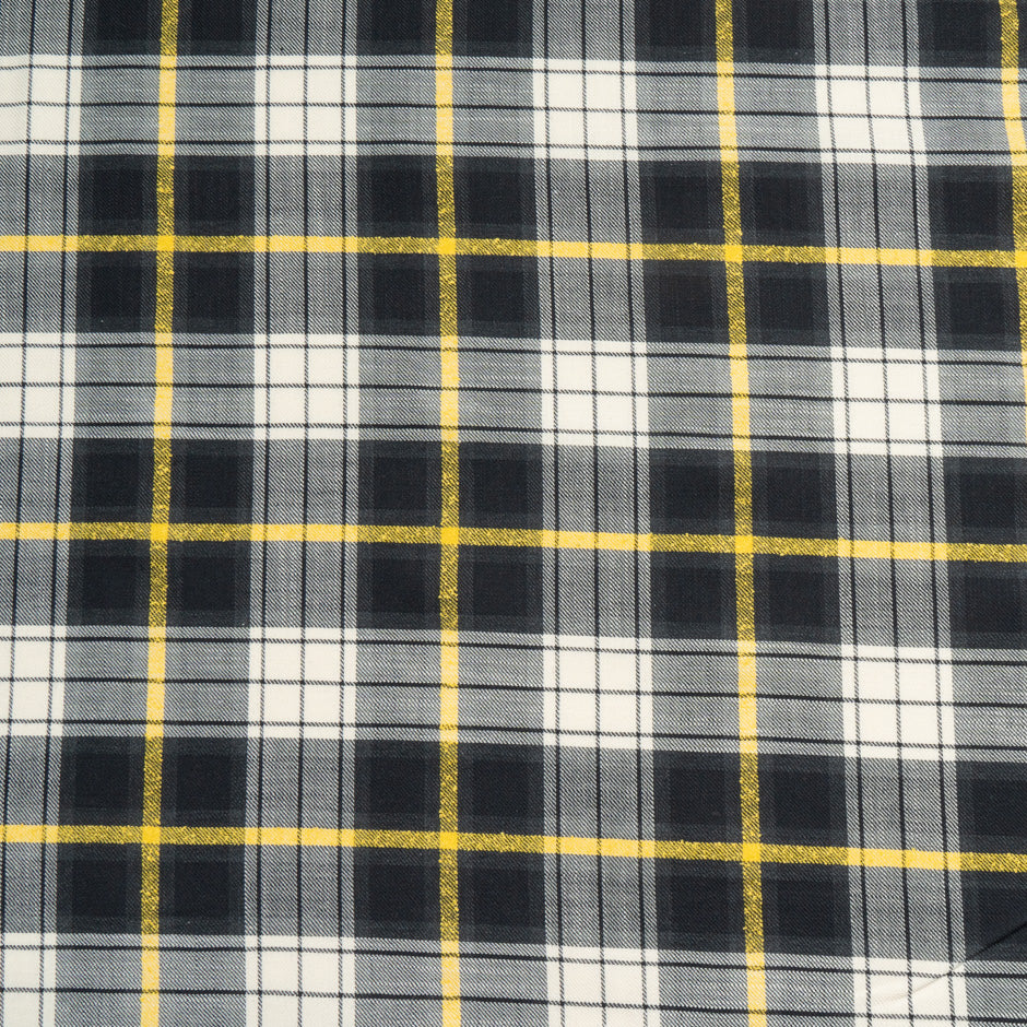 Ivory, Black & Yellow Cotton Tartan