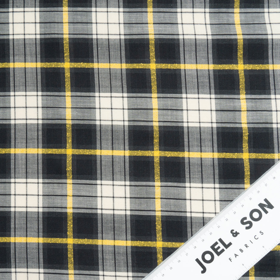 Ivory, Black & Yellow Cotton Tartan