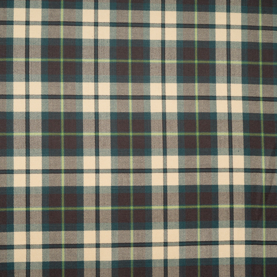 Beige & Brown Pure Wool Tartan