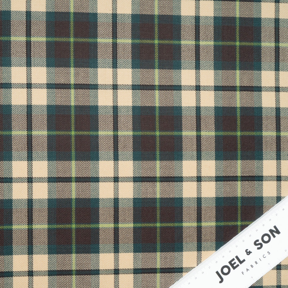 Beige & Brown Pure Wool Tartan
