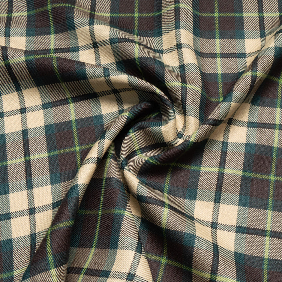 Beige & Brown Pure Wool Tartan