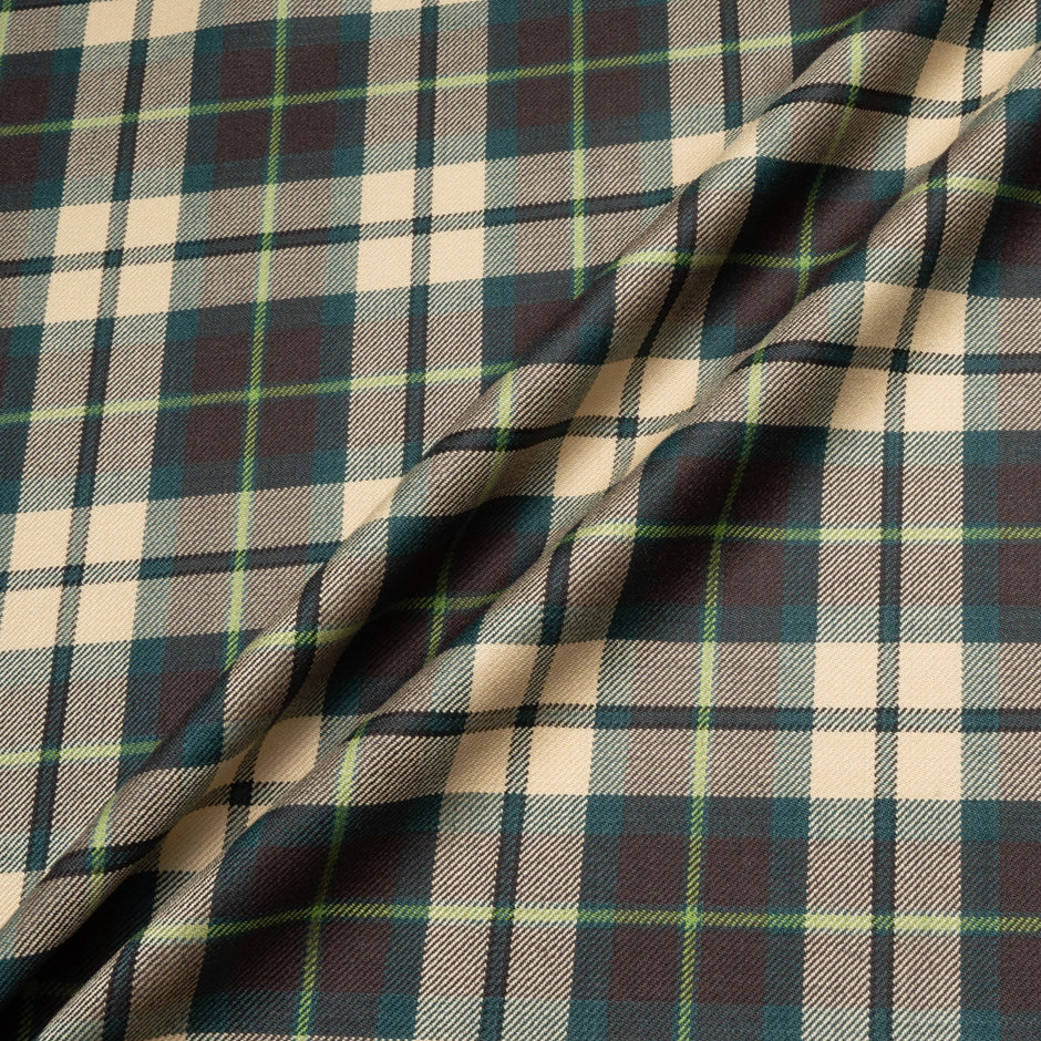 Beige & Brown Pure Wool Tartan