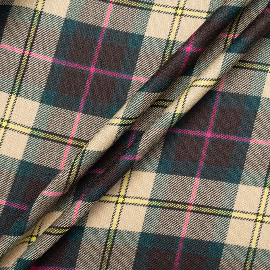 Beige, Brown & Pink Pure Wool Tartan