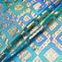 Turquoise & Green Metallic Jacquard Lamé Silk Chiffon