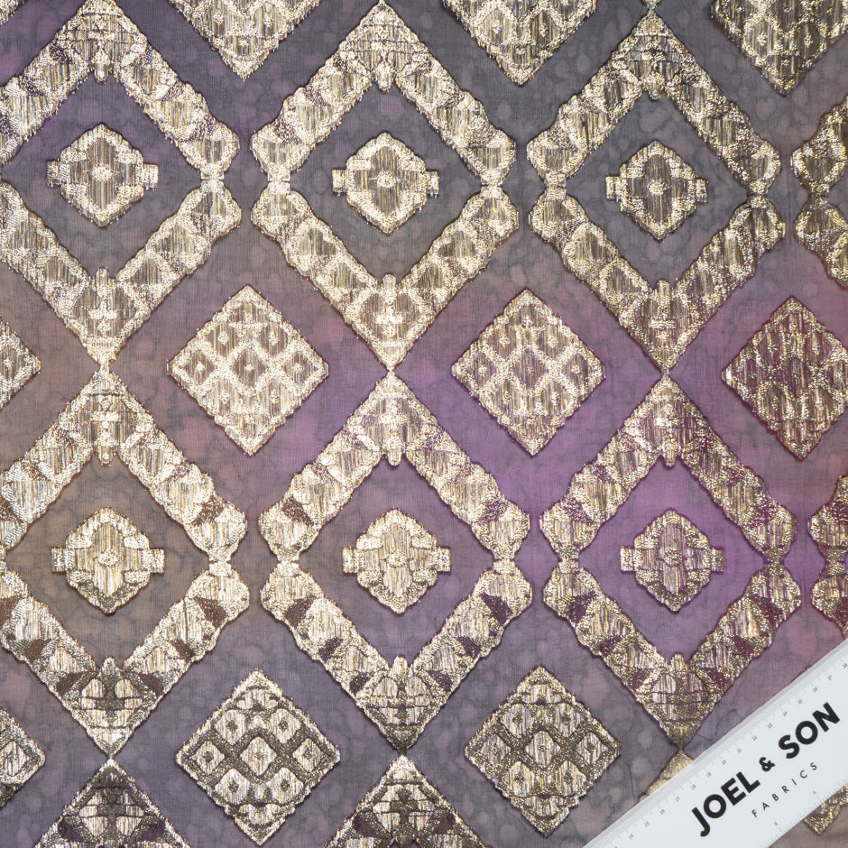 Deep Plum Metallic Jacquard Lamé Silk Chiffon