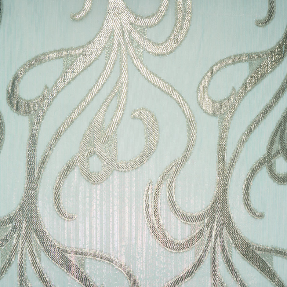 Soft Mint Green & Gold Metallic Silk Chiffon