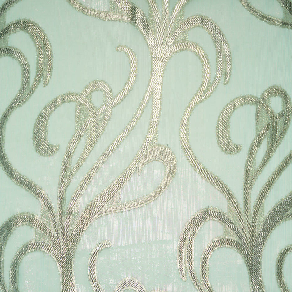 Mint Green & Gold Metallic Silk Chiffon