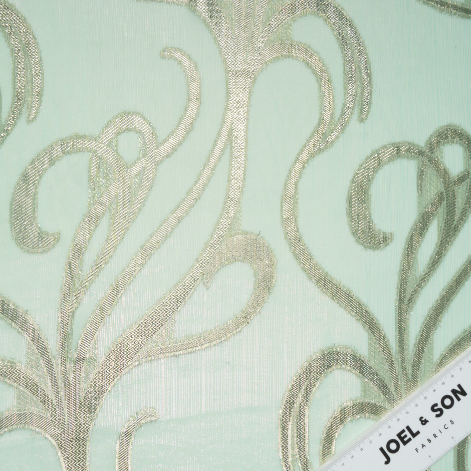 Mint Green & Gold Metallic Silk Chiffon
