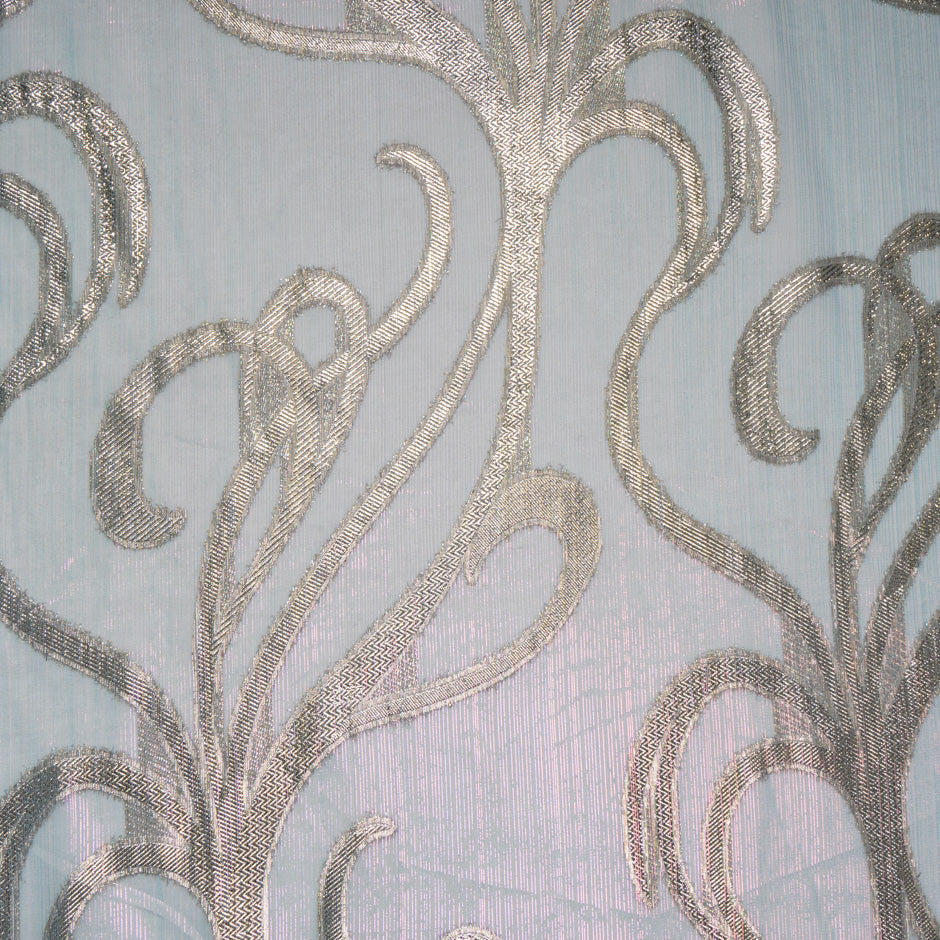 Soft Grey & Gold Metallic Silk Chiffon