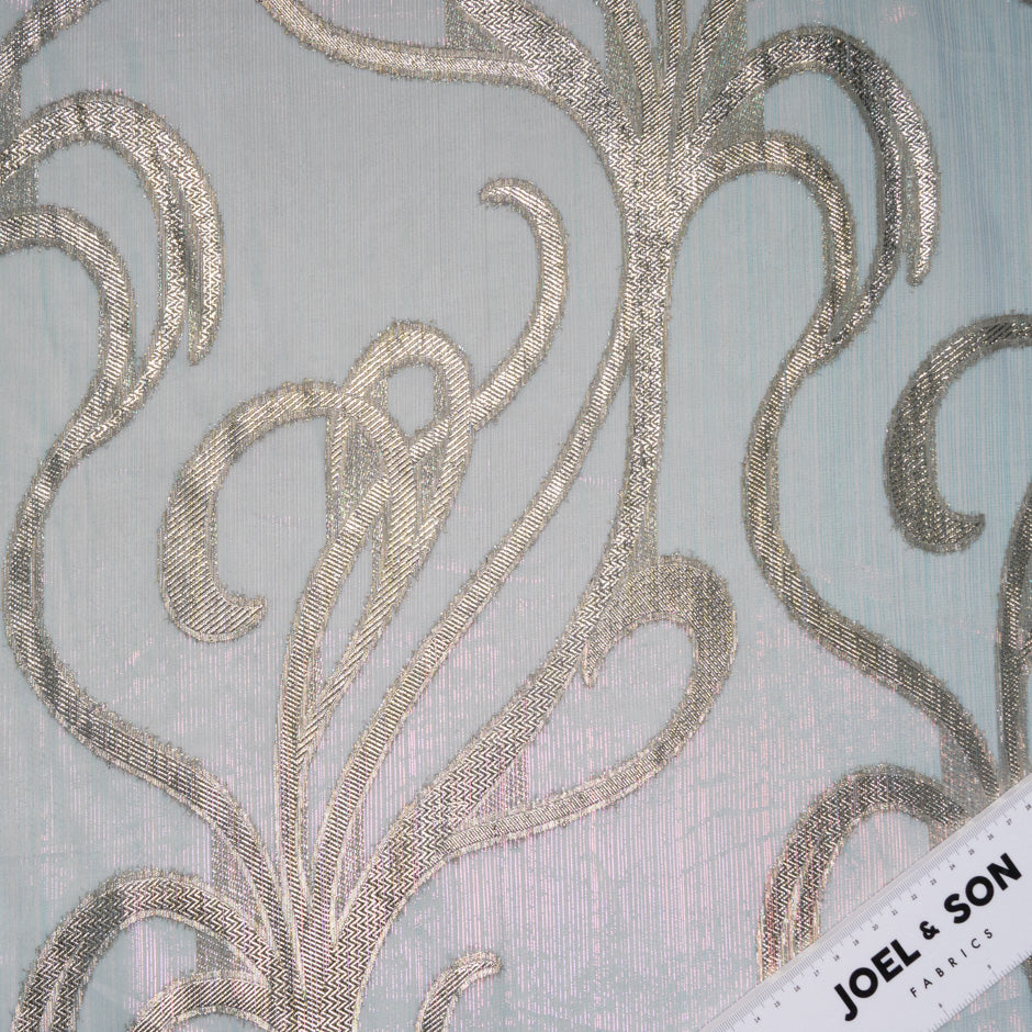 Soft Grey & Gold Metallic Silk Chiffon