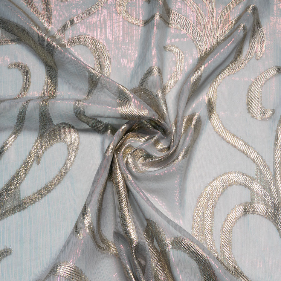 Soft Grey & Gold Metallic Silk Chiffon