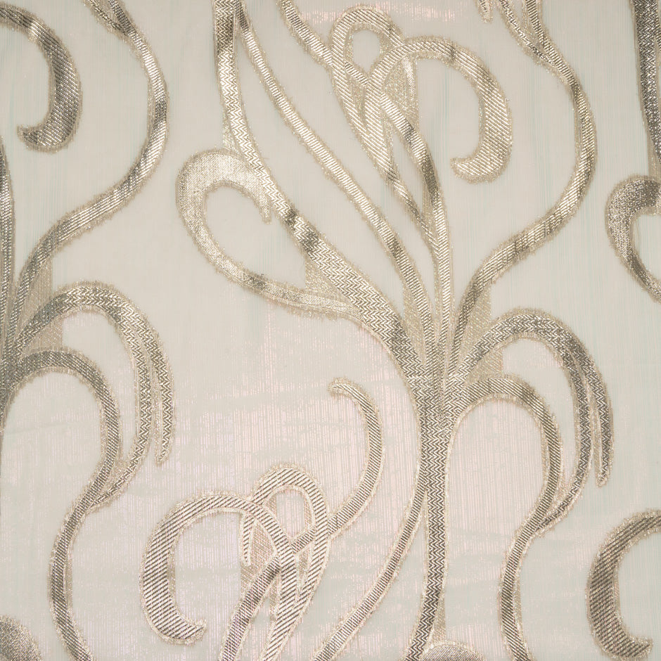 Pale Peach & Gold Metallic Silk Chiffon