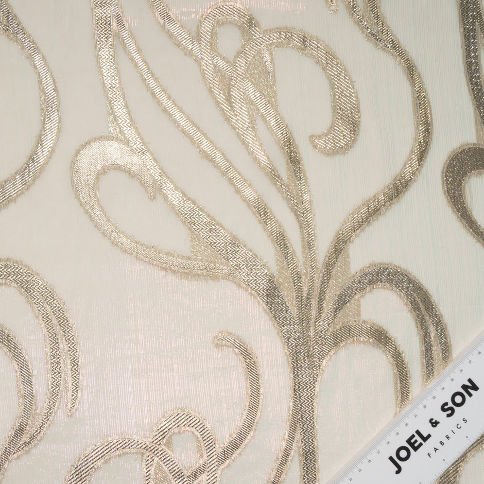 Pale Peach & Gold Metallic Silk Chiffon