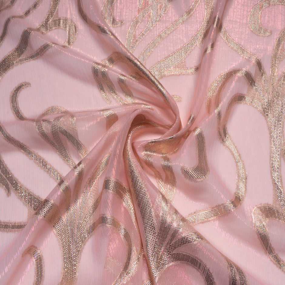 Pink & Gold Metallic Silk Chiffon