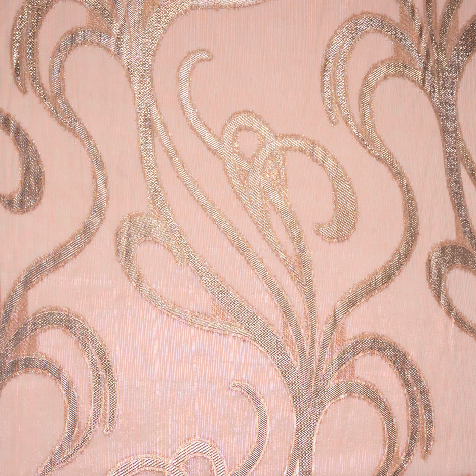 Peach & Gold Metallic Silk Chiffon
