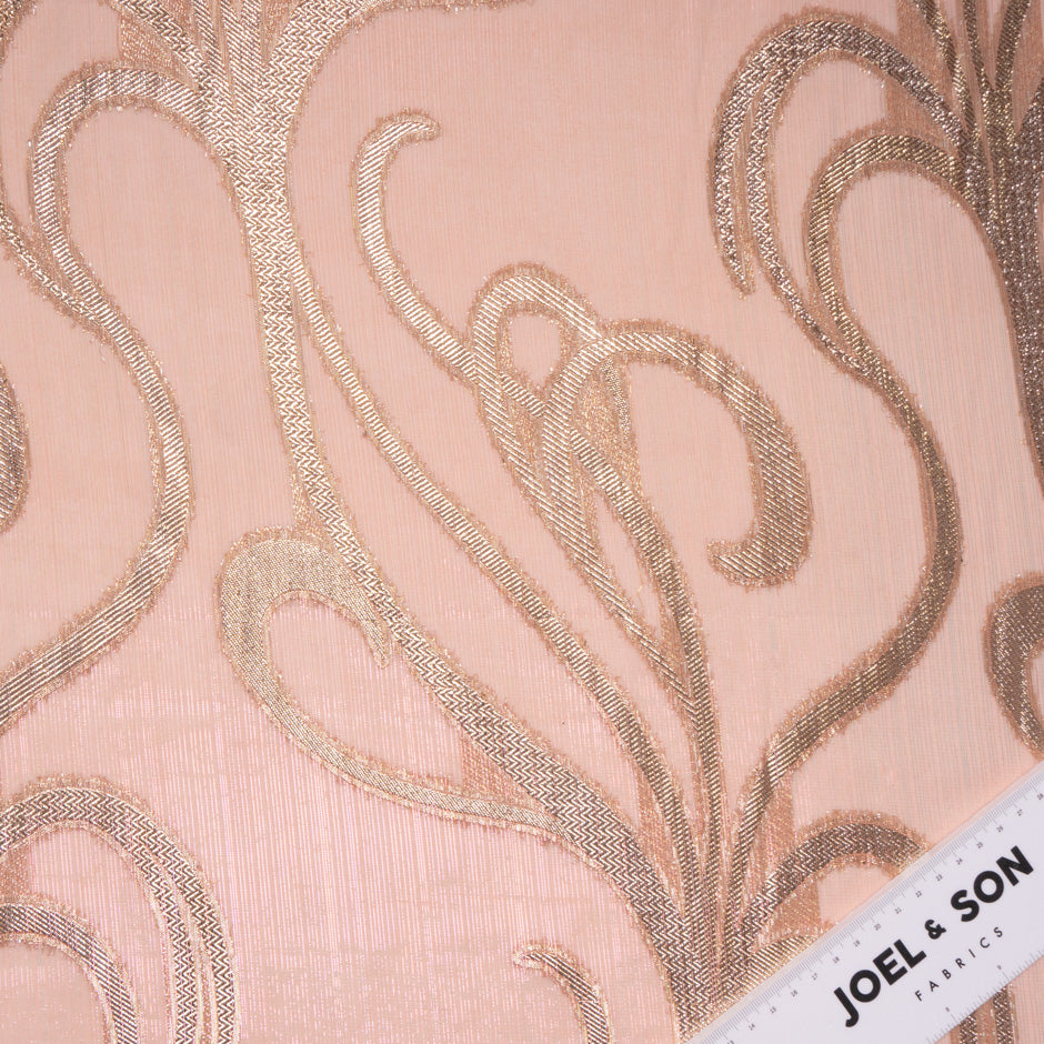 Peach & Gold Metallic Silk Chiffon