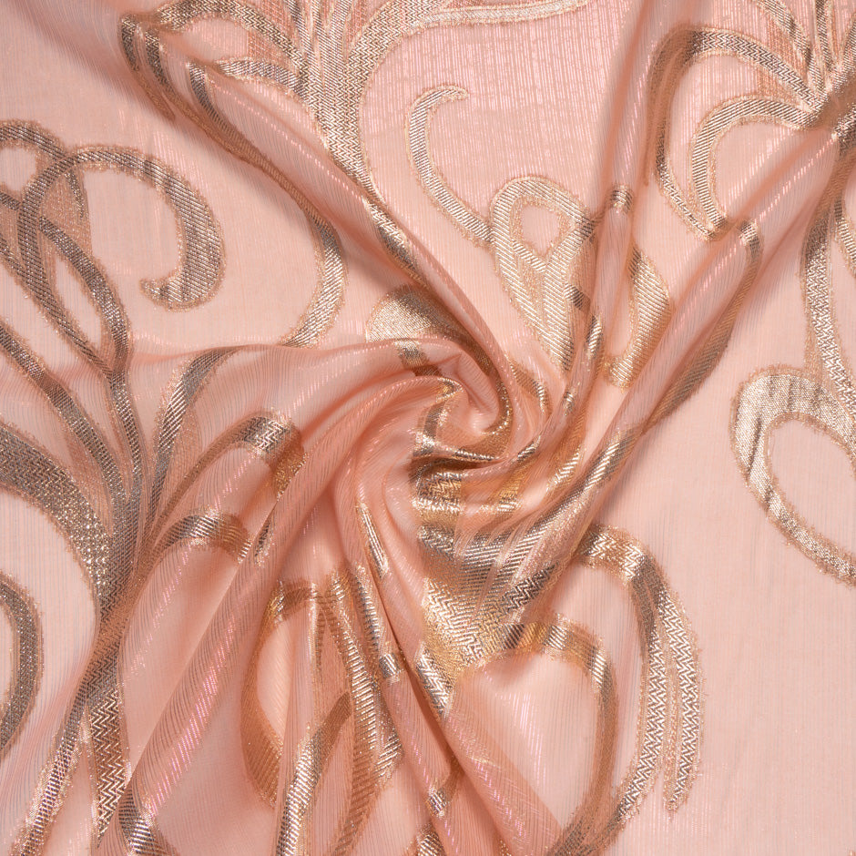 Peach & Gold Metallic Silk Chiffon