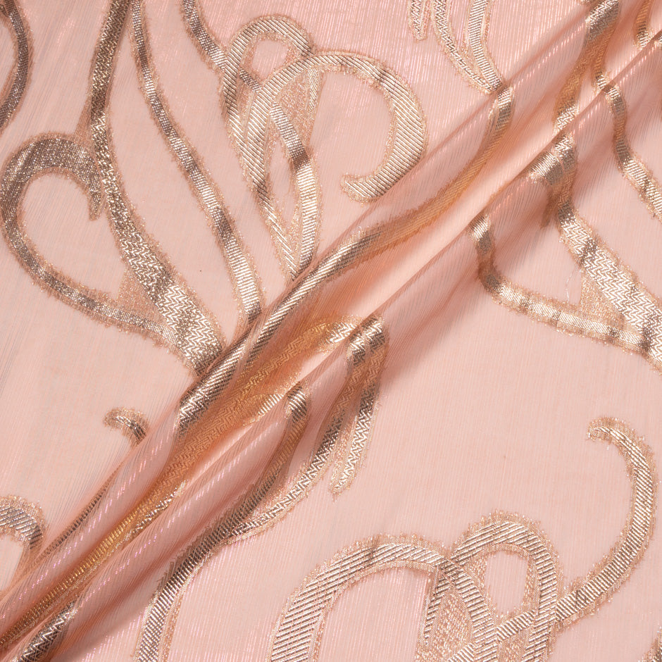 Peach & Gold Metallic Silk Chiffon