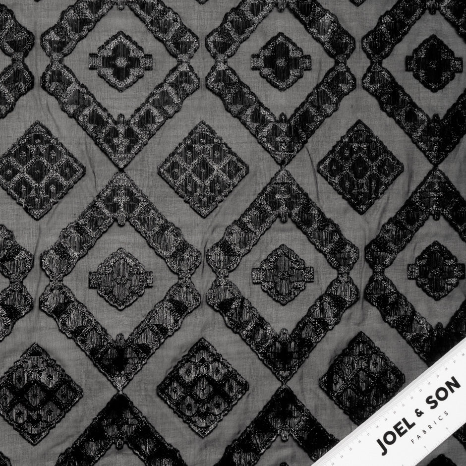 Black Metallic Jacquard Lamé Silk Chiffon