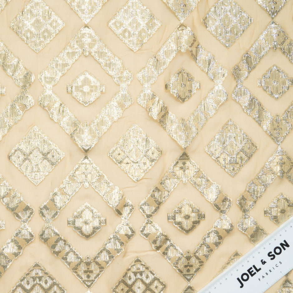 Champagne Metallic Jacquard Lamé Silk Chiffon