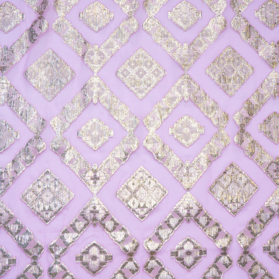 Candy Pink Metallic Jacquard Lamé Silk Chiffon