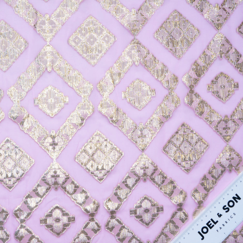 Candy Pink Metallic Jacquard Lamé Silk Chiffon