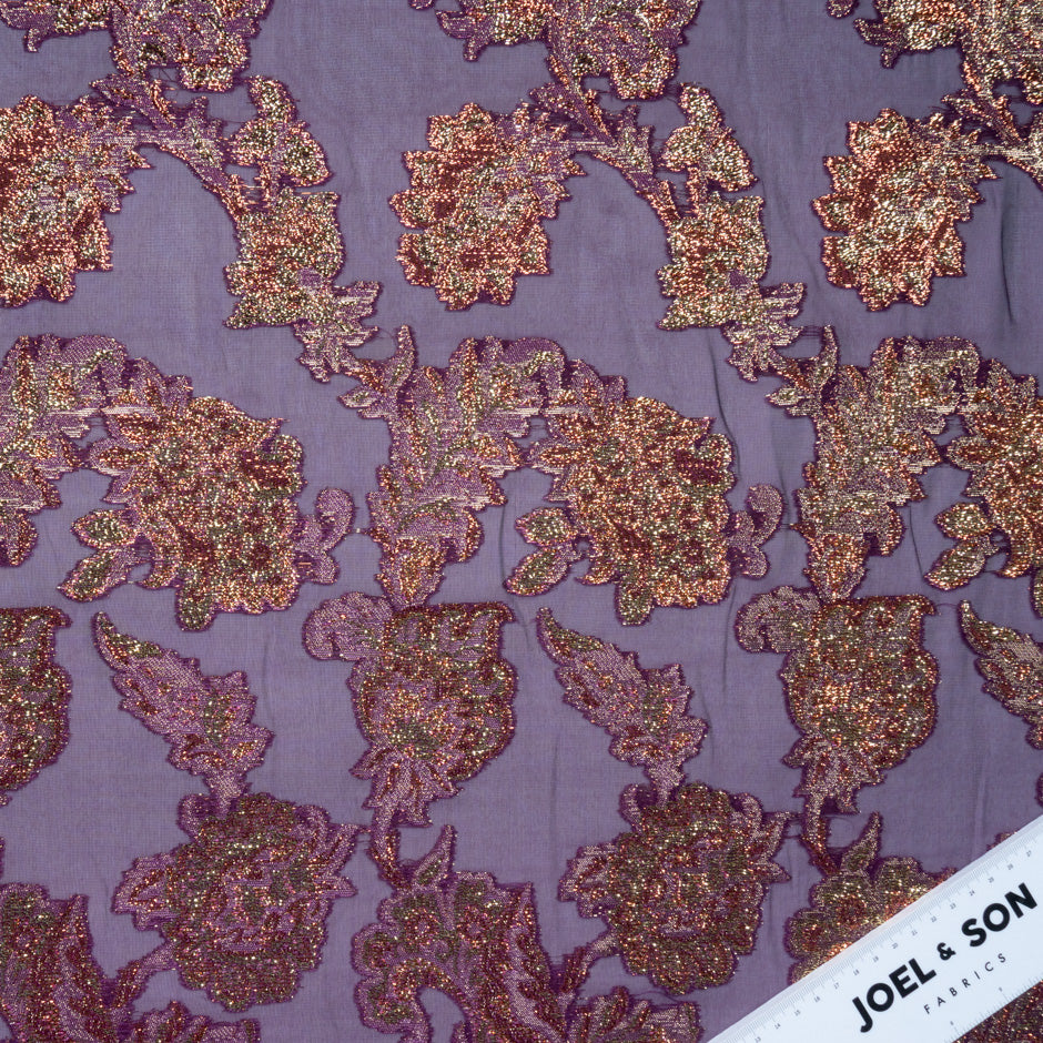 Metallic Jacquard Lamé Deep Purple Silk Chiffon